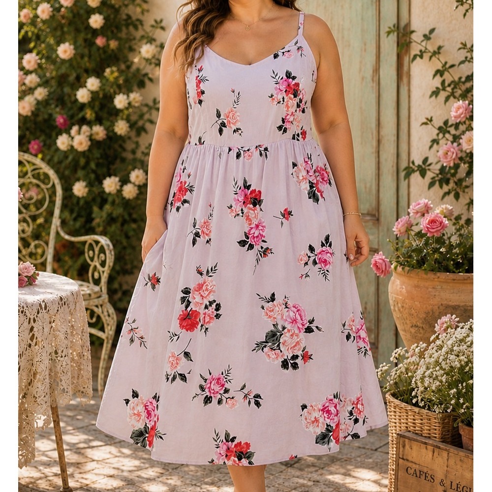 Old Navy Women Floral Cami Pockets Dress Sz 2XL Cottagecore Boho Summer Coquette